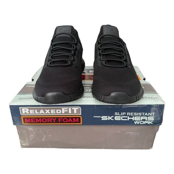 Sketchers Work Cessnock SR Black Shoes Relaxed Fit Memory Foam Men’s Size 9 - Picture 2 of 10